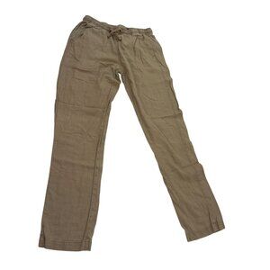 Jacks Tan Linen-Blend Drawstring Pants Small 90G